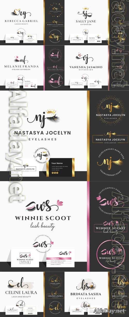 Eyelash extension vector logo design collection