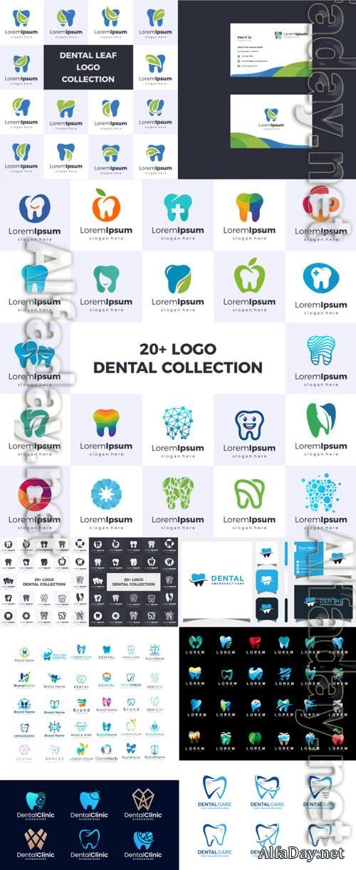 Dental vector set  leaf logo design collection