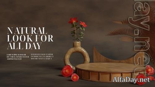 PSD dark elegant natural podium with plant