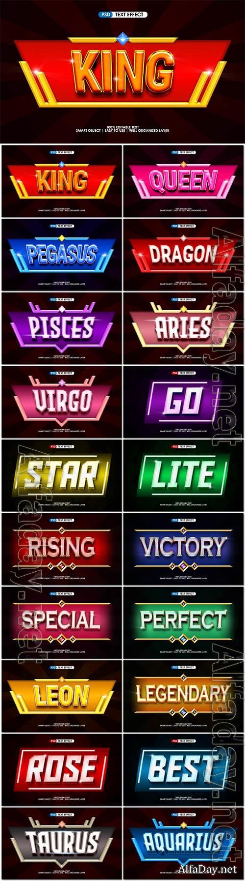 PSD game title premium text style effect with gradient background