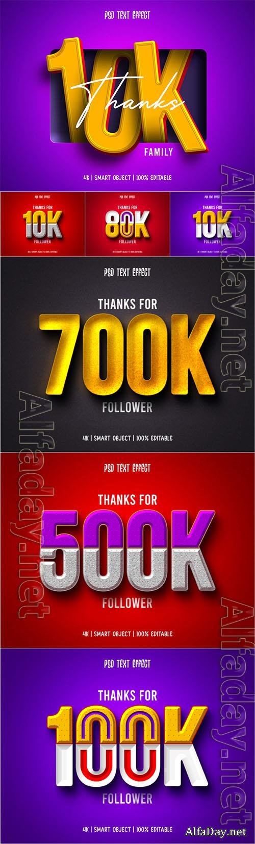 PSD number followers celebration text effect