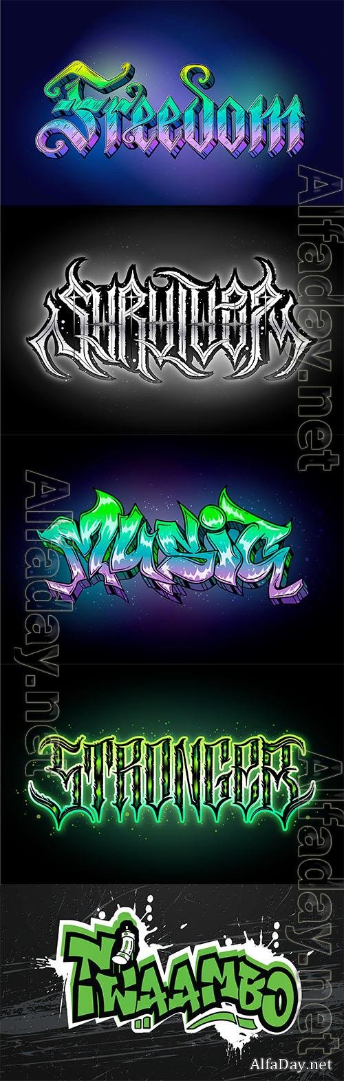 Hand drawn graffiti text effect vector design