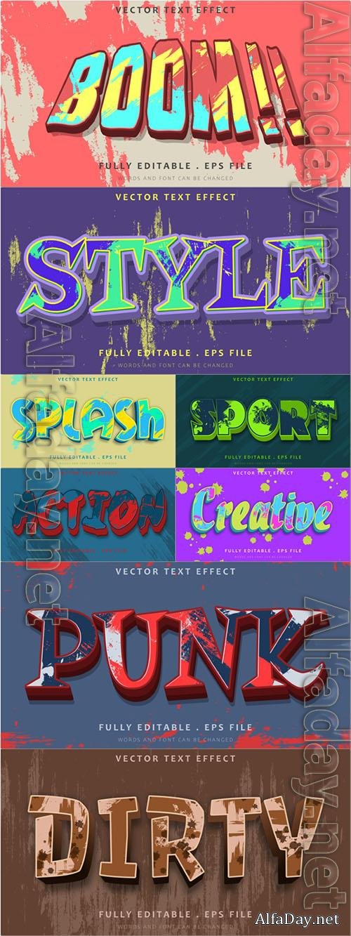 3d vector grunge paint abstract colorful editable text effect
