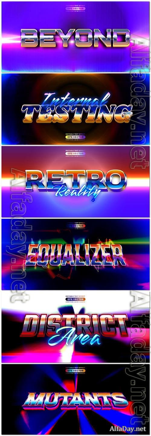 Vector retro text effect real young futuristic editable 80s classic style vol 5