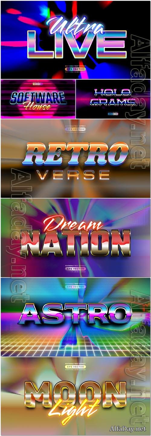 Vector retro text effect real young futuristic editable 80s classic style vol 4