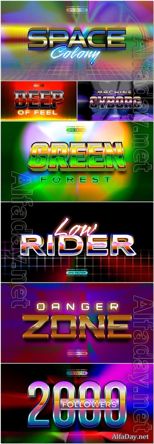 Vector retro text effect real young futuristic editable 80s classic style