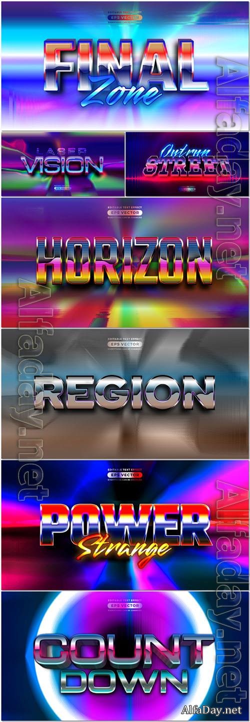 Vector retro text effect real young futuristic editable 80s classic style vol 2