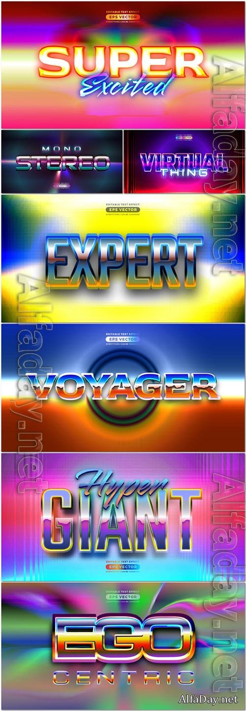 Vector retro text effect real young futuristic editable 80s classic style vol 3