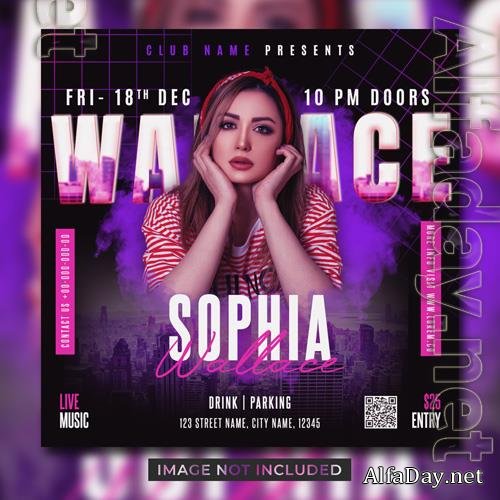 PSD dj club party flyer social media post template colorful design banner vol 11