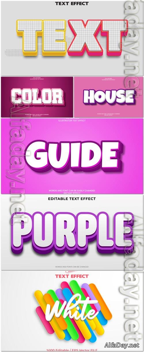 Vector 3d text editable, text effect font vol 64