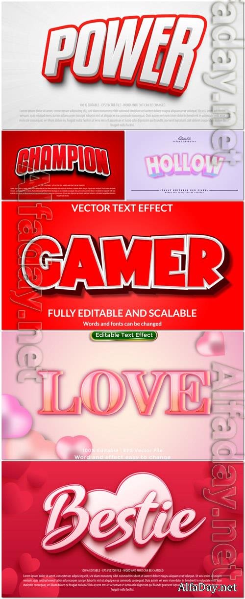 Vector 3d text editable, text effect font vol 60