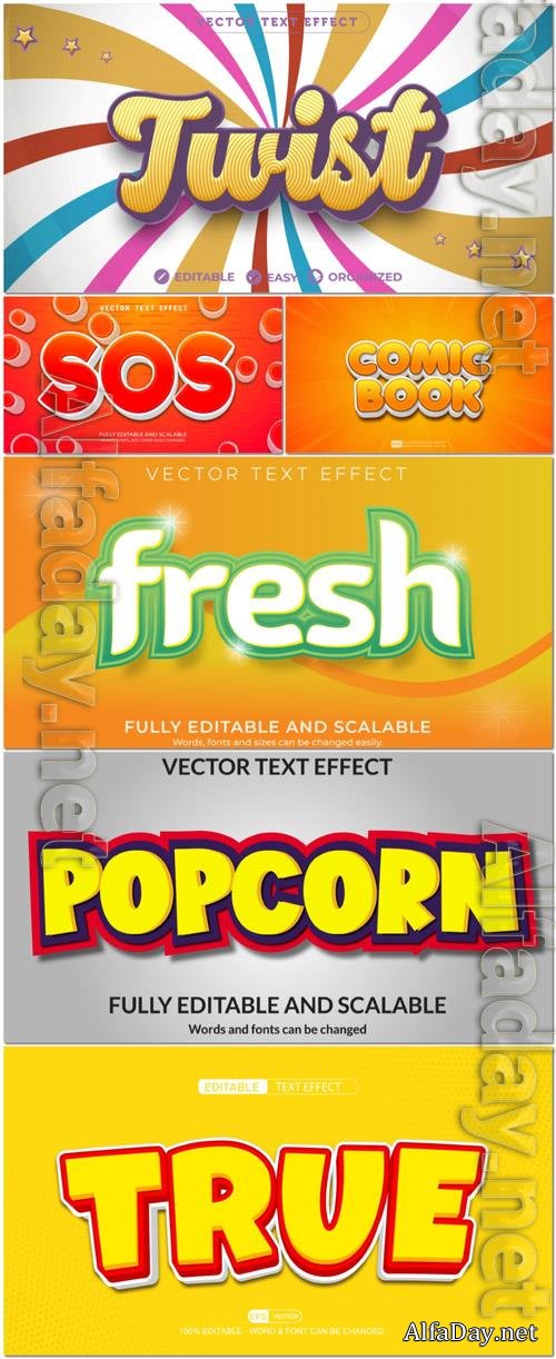 Vector 3d text editable, text effect font vol 56