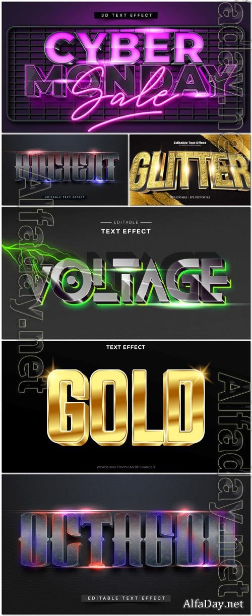Vector 3d text editable, text effect font vol 55