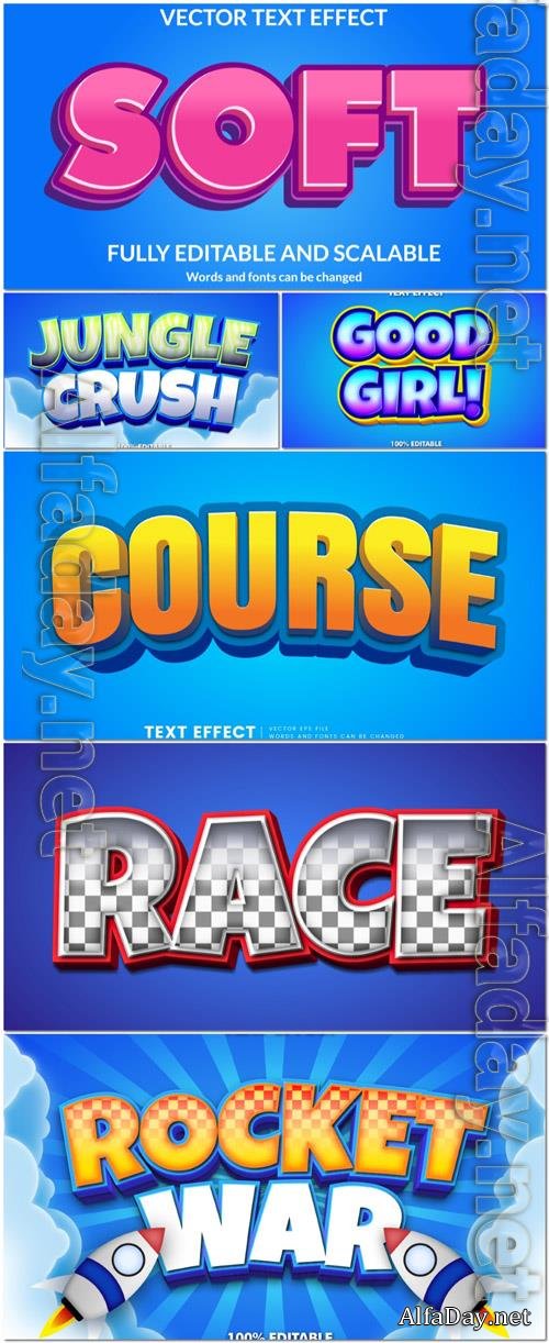 Vector 3d text editable, text effect font vol 58