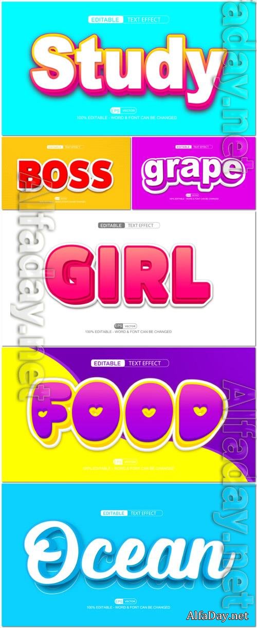 Vector 3d text editable, text effect font vol 52
