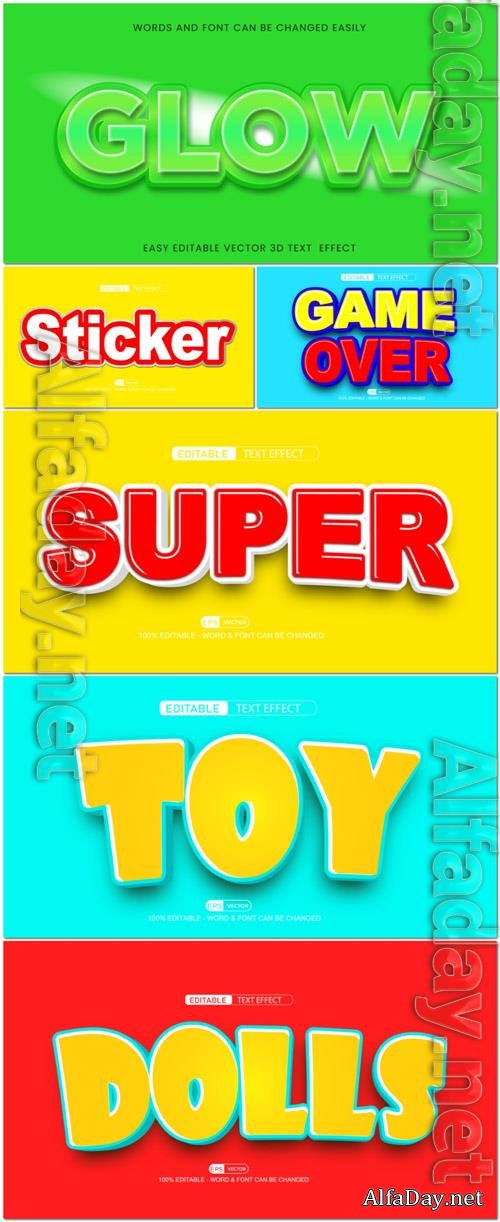 Vector 3d text editable, text effect font vol 53