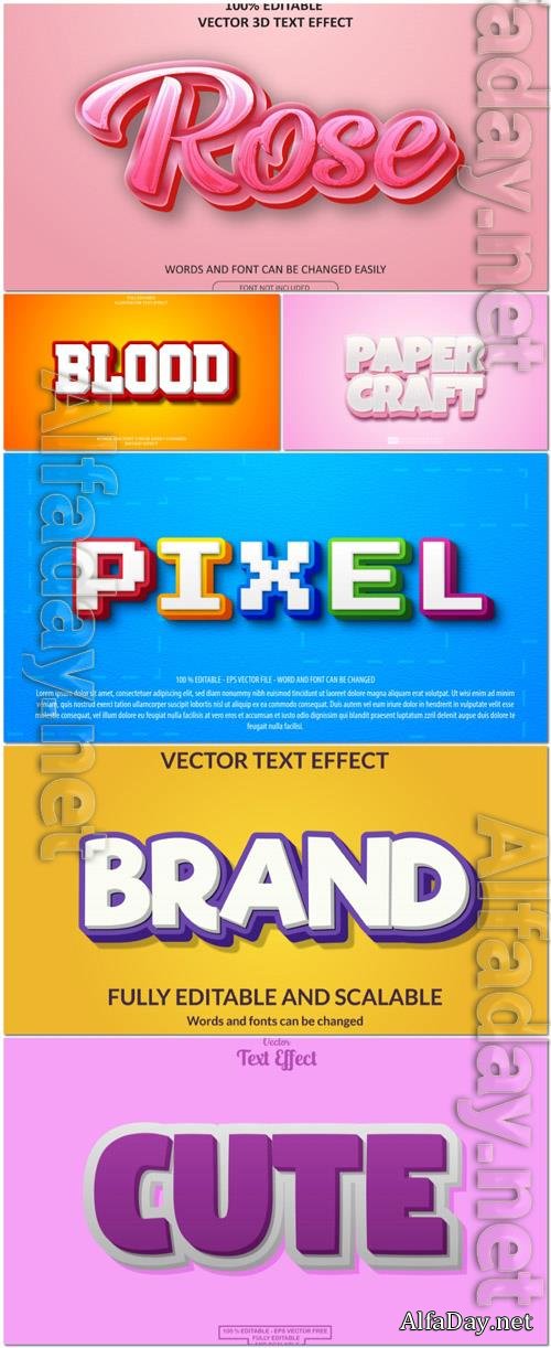 Vector 3d text editable, text effect font vol 57