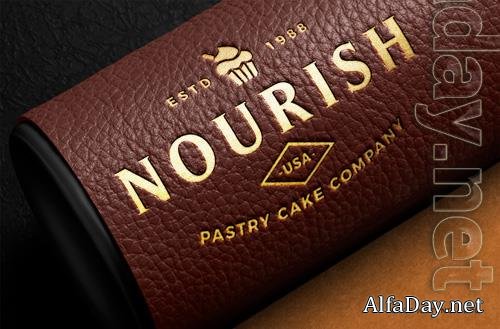 Gold logo foil leather deboss stylish mockup psd template design