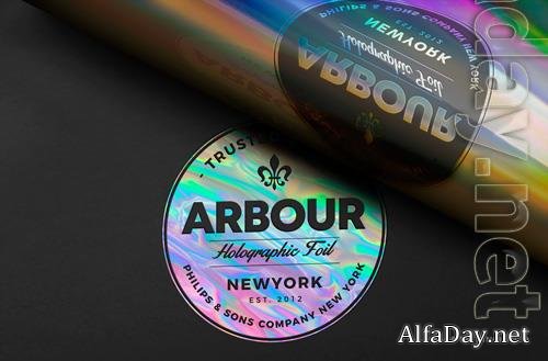PSD holographic logo mockup