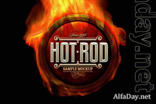 PSD fire badge logo mockup
