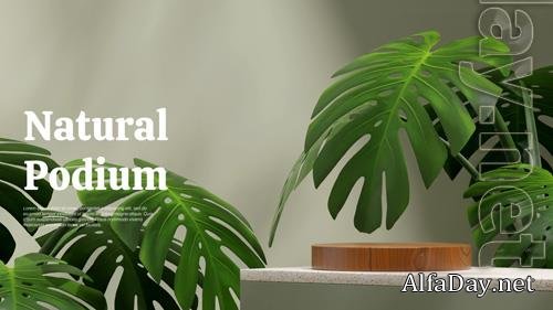 PSD in landscape green wall and monstera plant 3d render image scene mockup wooden texture podium