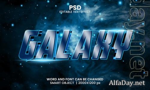 Psd galaxy 3d editable photoshop text effect style with modern background design