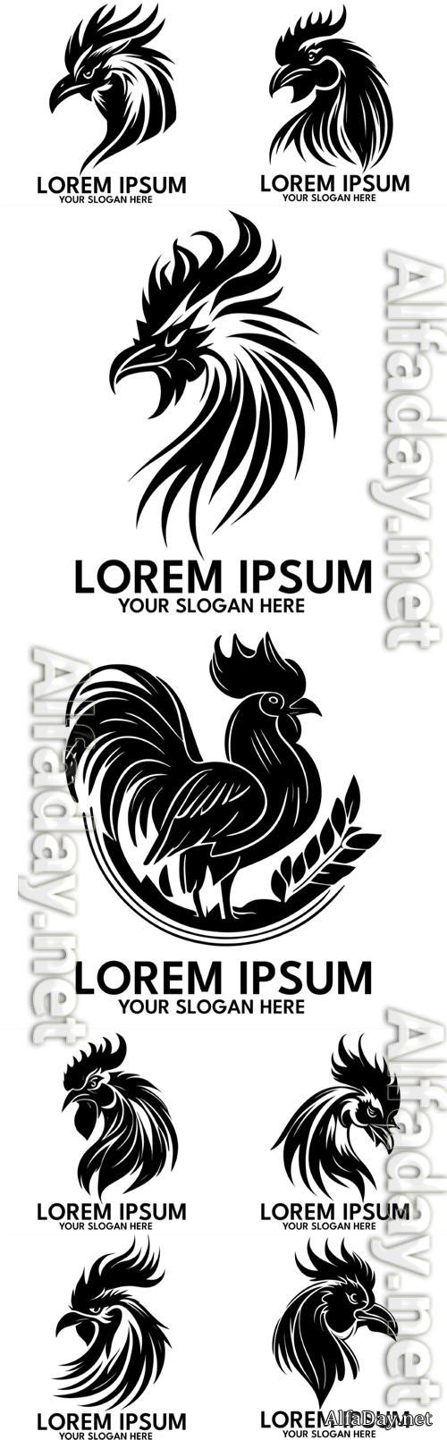 Rooster silhouette logo style vector illustration 