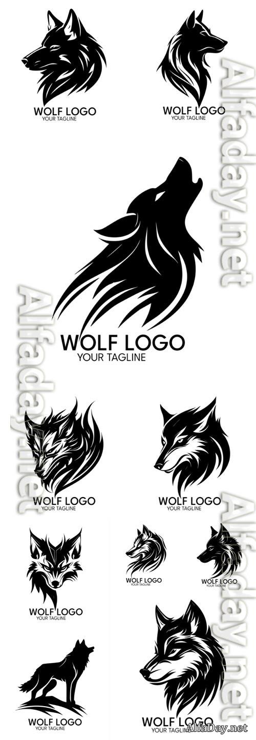Wolf logo silhouette art vector template 
