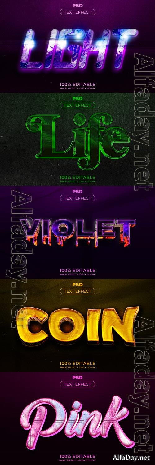 Psd style text effect editable template set vol 251 