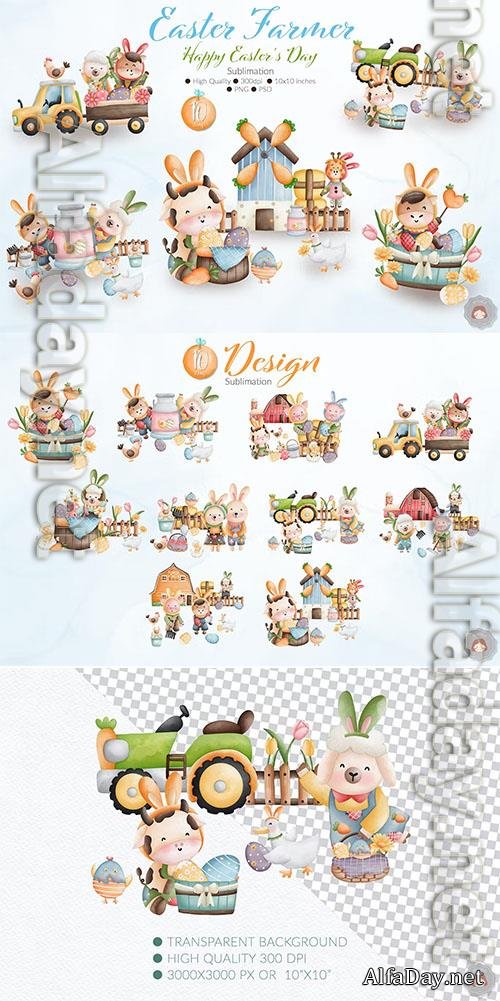 Happy Easter Collection, Rabbit Animal Farmer 