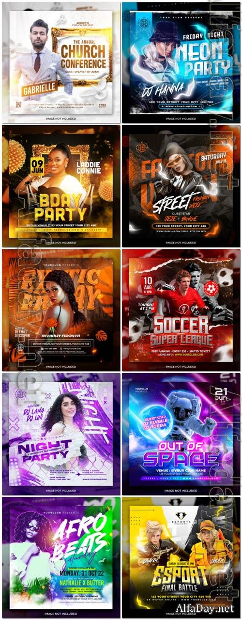 Flyer social media post, psd banner set vol 183