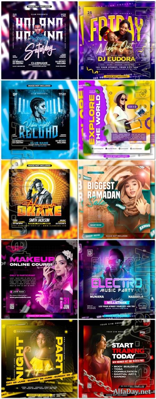 Flyer social media post, psd banner set vol 182