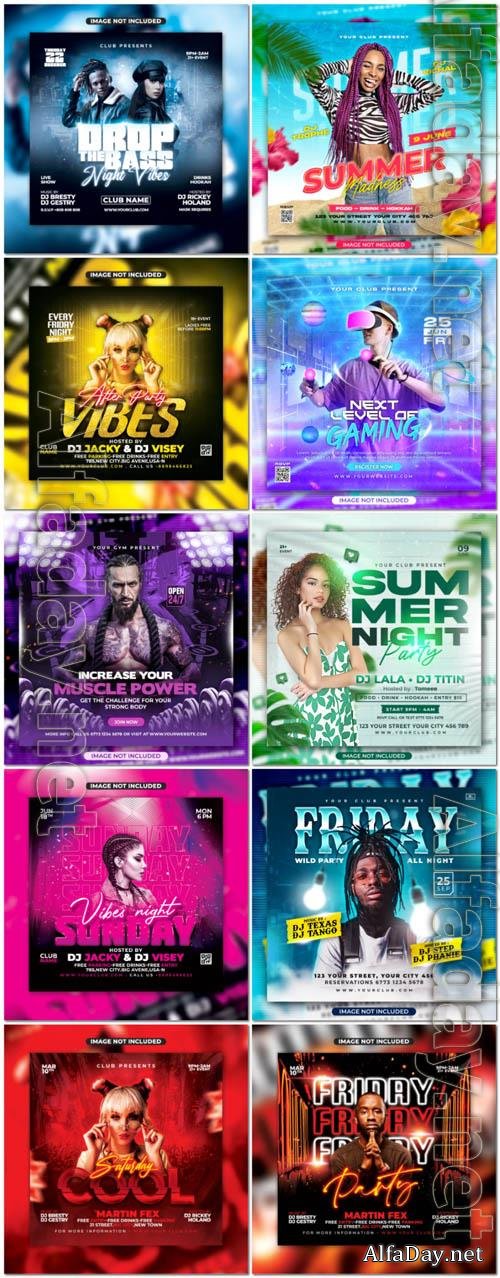 Flyer social media post, psd banner set vol 181
