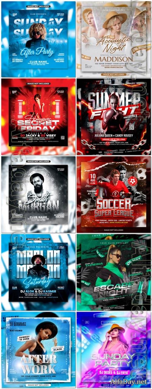 Flyer social media post, psd banner set vol 179