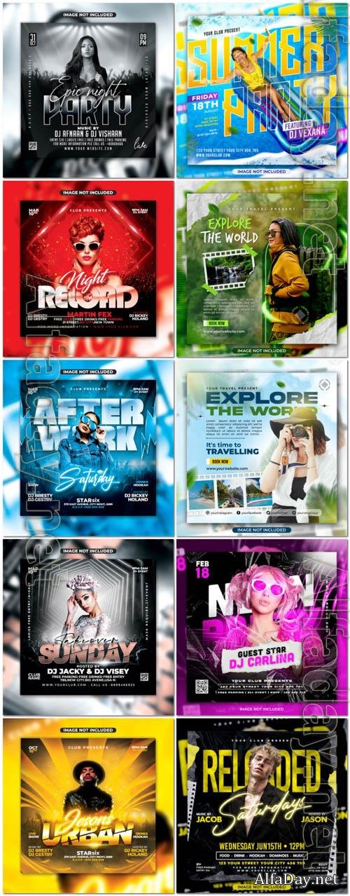 Flyer social media post, psd banner set vol 178