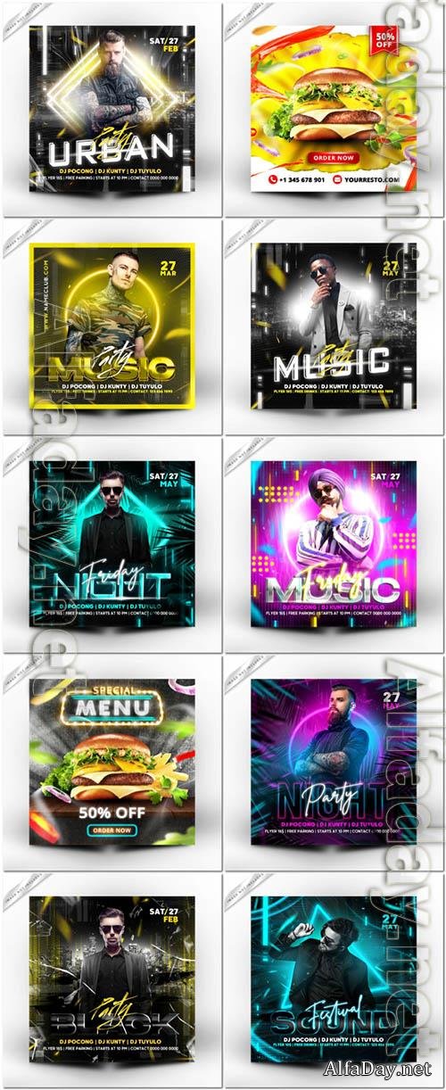 Flyer social media post, psd banner set vol 210 