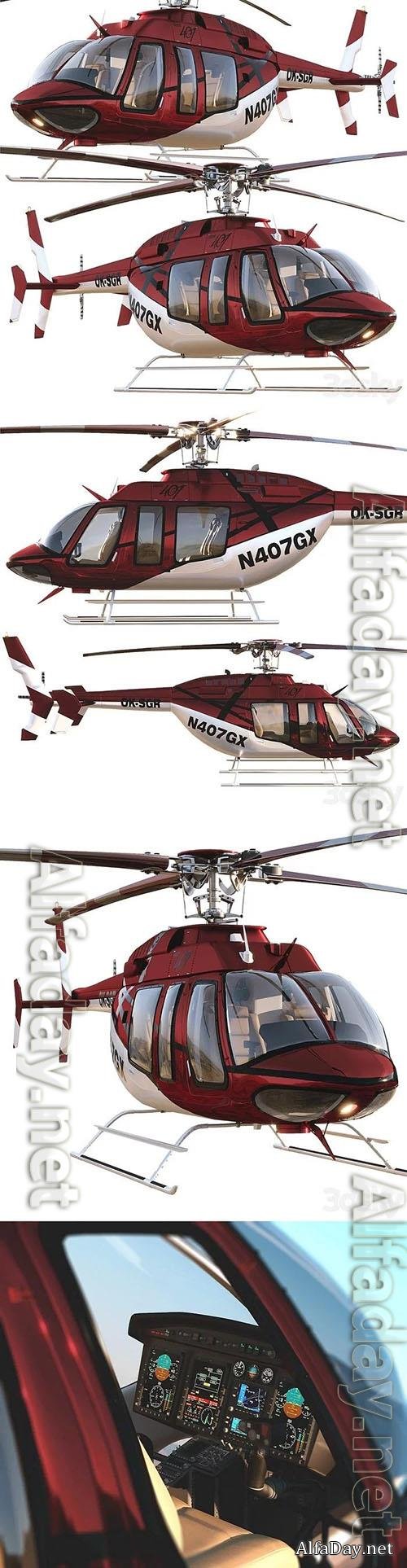 Bell 407 Helicopter - 3d model