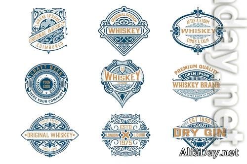 Set of 9 Vintage Logos and Badges 