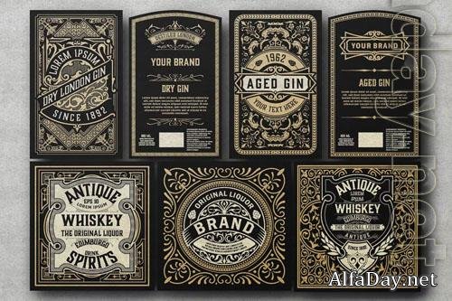 Set of 7 Vintage Labels for Packing 
