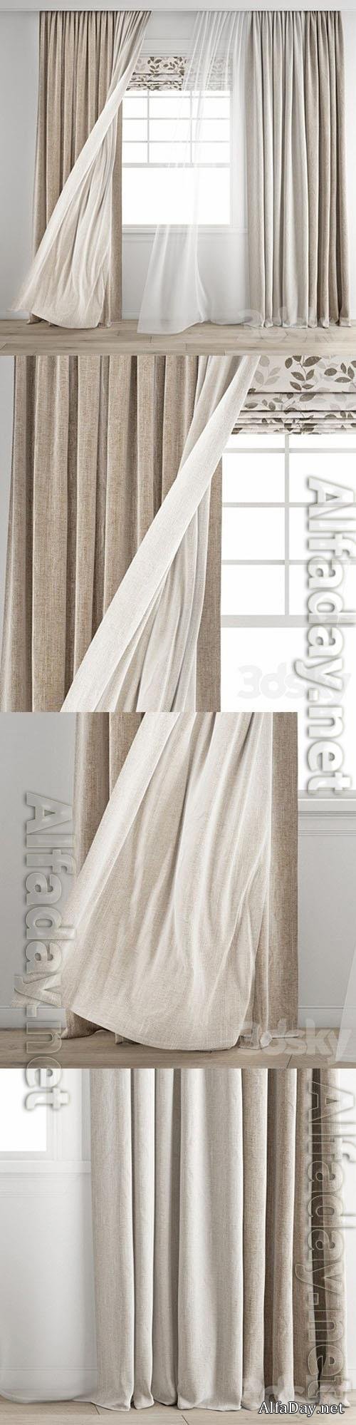 Curtain 345 Wind blowing effect 8 - 3d model